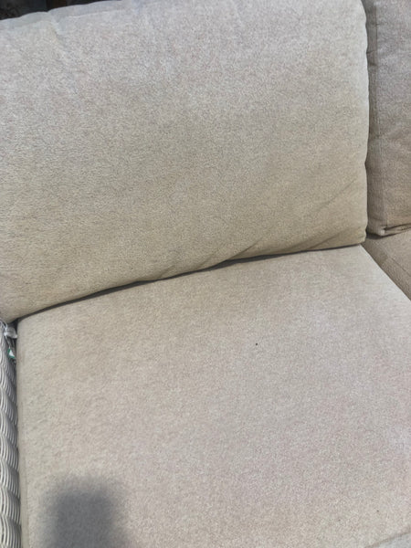 Four Piece Conservatory White wicker Sofa, Two Armchairs & Coffee Table Set