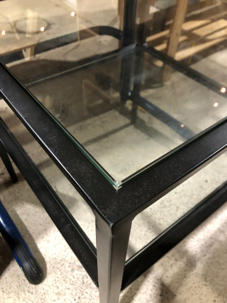 Glass Topped Metal Side Table