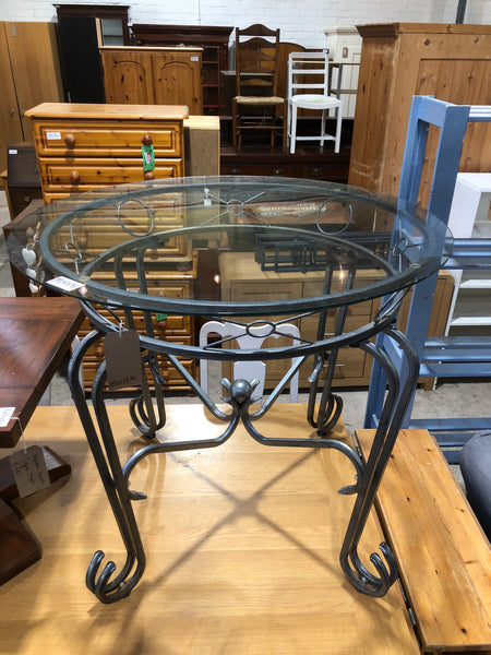 Round Glass Top Metal Table