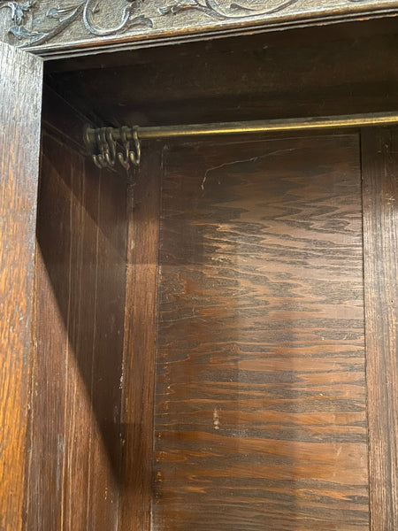 Antique Carved Oak Hall Wardrobe