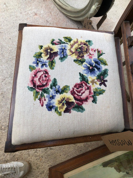 Antique Needlepoint Seat Chair