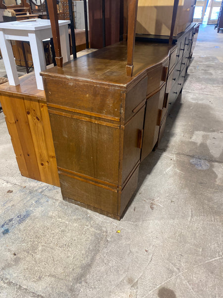 Oak Veneer Art Deco Compact Sideboard