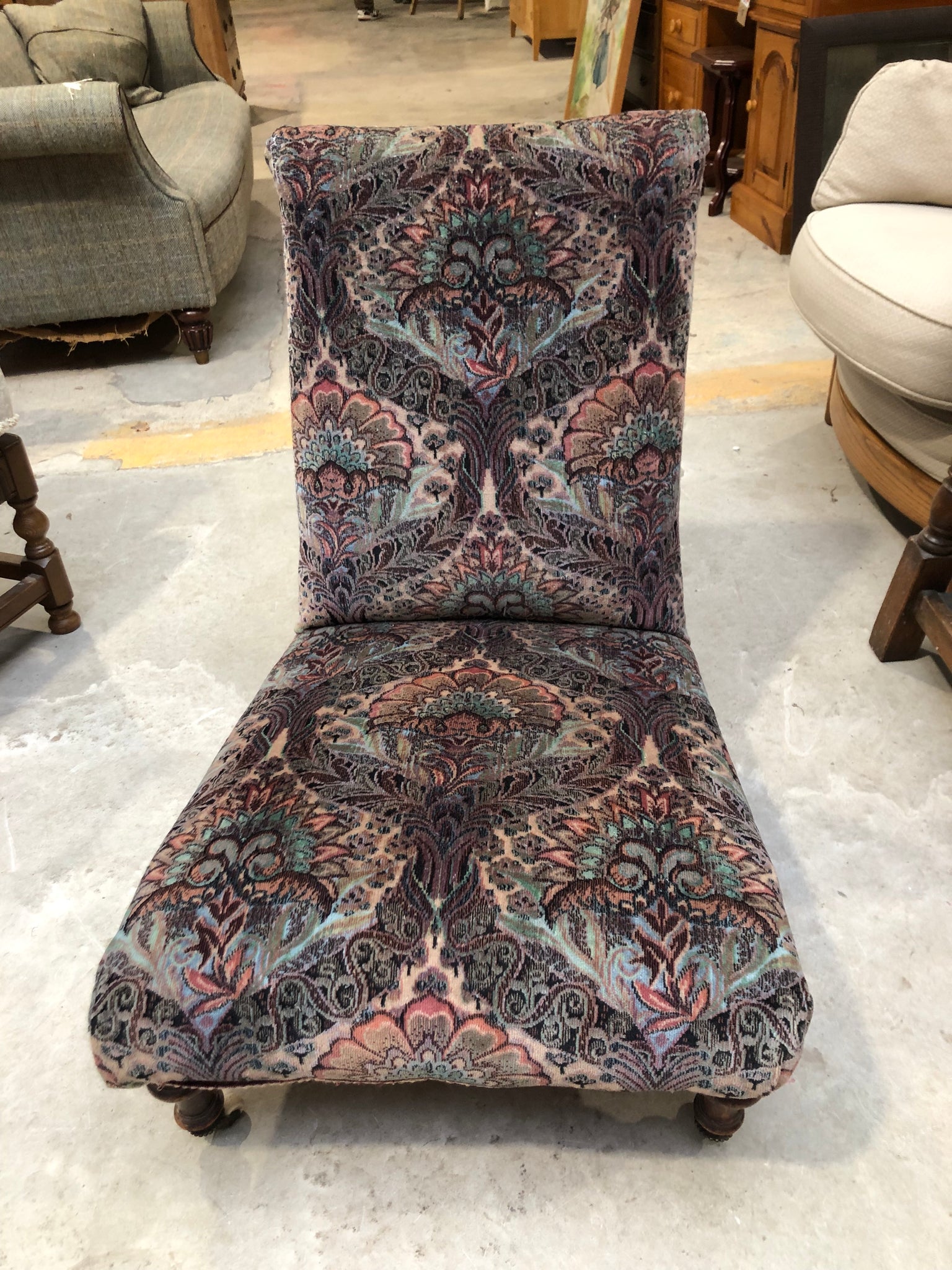Antique Velvet Bedroom Chair