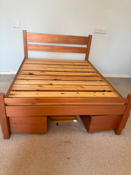 REF - Pine King Size Bed Frame With Storage Drawers