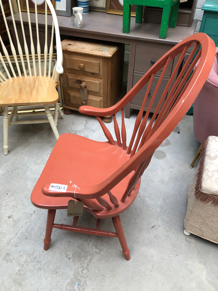 Peach Painted Wooden Windsor Armchair