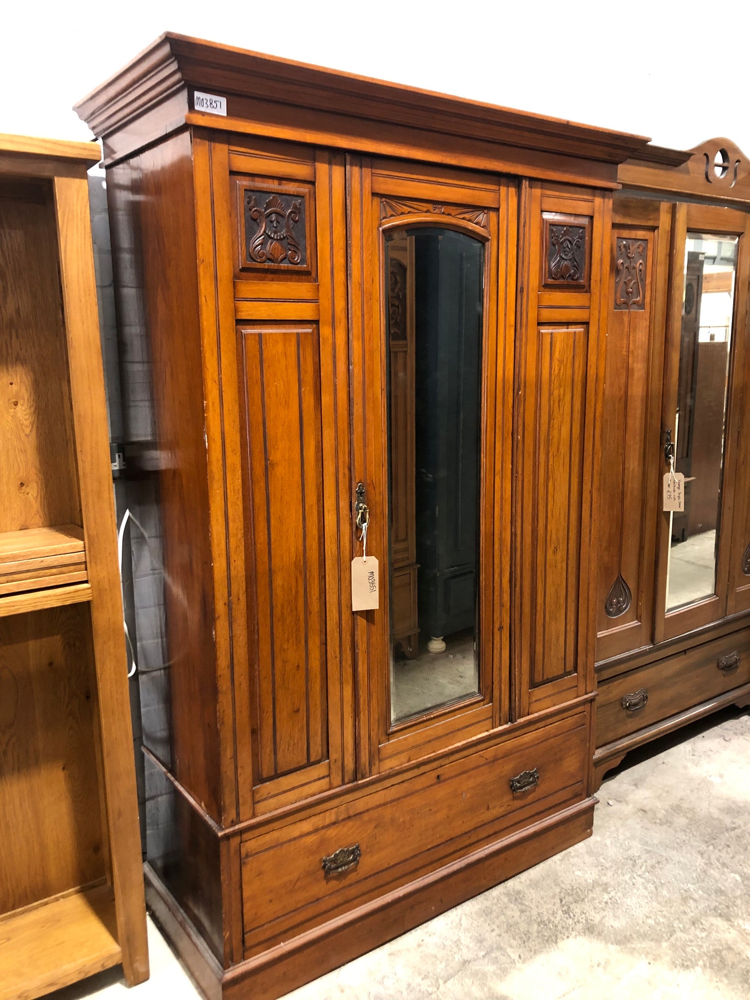 Vintage Single Door Wardrobe with Carved Detail