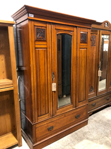 Vintage Single Door Wardrobe with Carved Detail