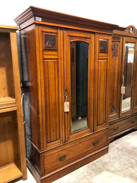 Vintage Single Door Wardrobe with Carved Detail