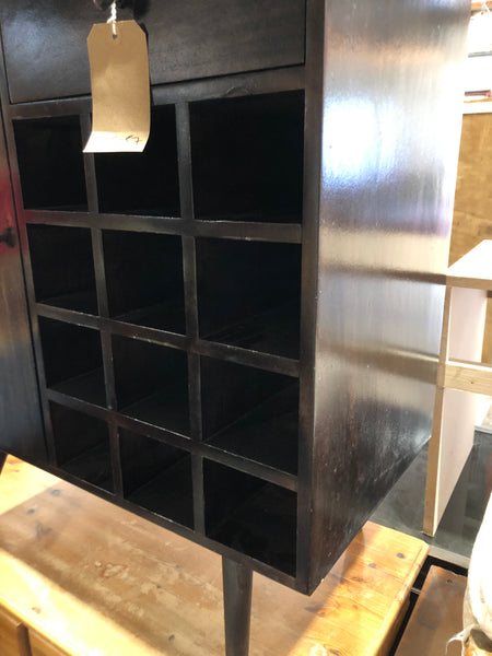 Contemporary Dark Stained Compact Sideboard with Wine Rack