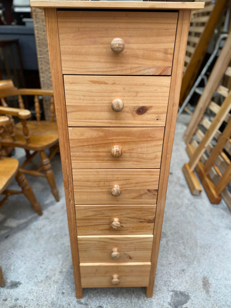 REF - Tall Pine Seven Drawer Chest of Drawers