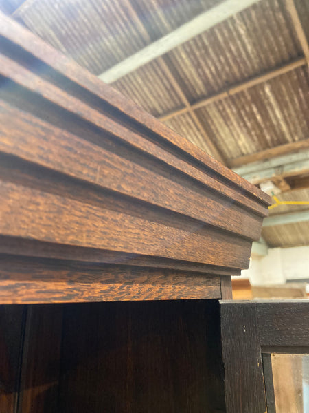 Antique Stained Oak Glazed Top Dresser