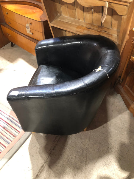 HRC- Black Faux Leather Tub Chair