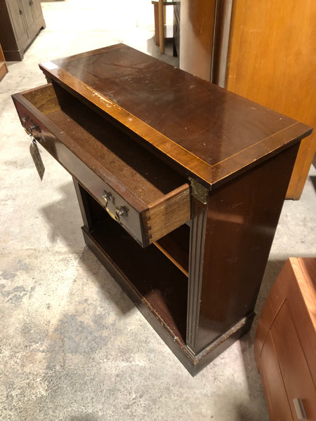Vintage Inlaid Bookshelf with Shell and Brass Detail - GHC
