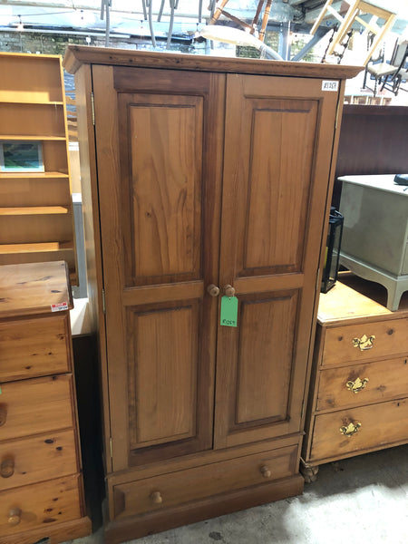 REF - Solid Pine Wardrobe with Drawer