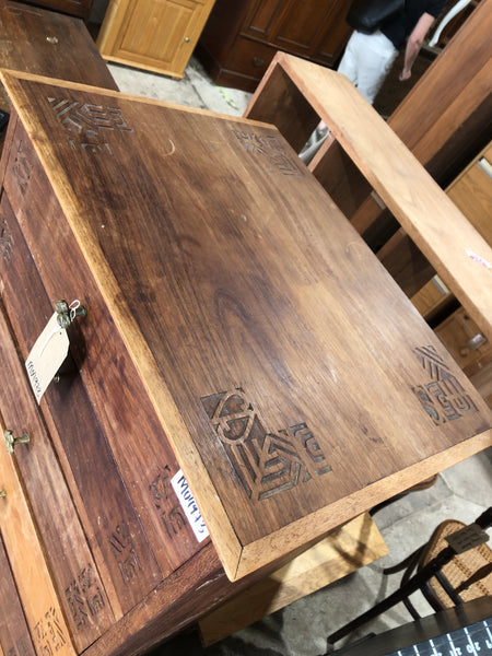 Indonesian Carved Mango Wood Slim Tallboy