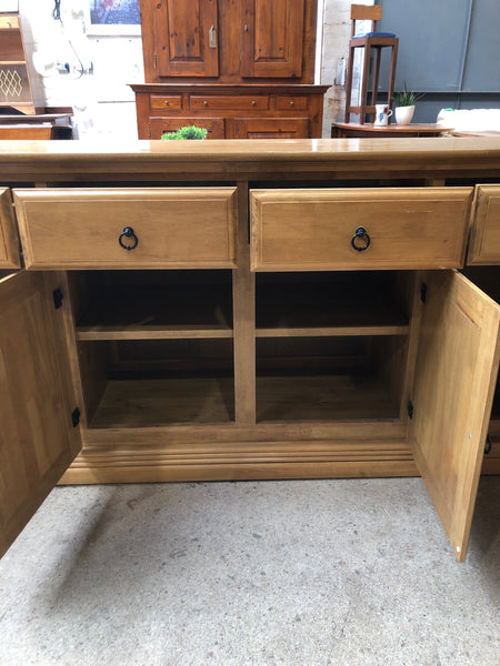 Large Golden Oak 4 Door Sideboard