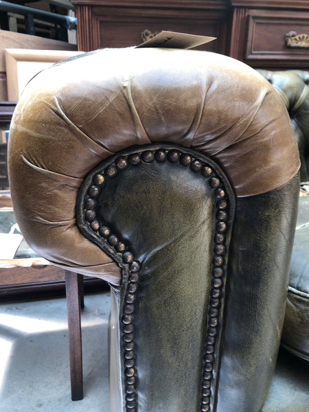 Green Leather Chesterfield Club Chair - PROJECT