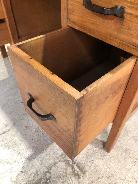 Vintage Oak Pedestal Teachers Desk