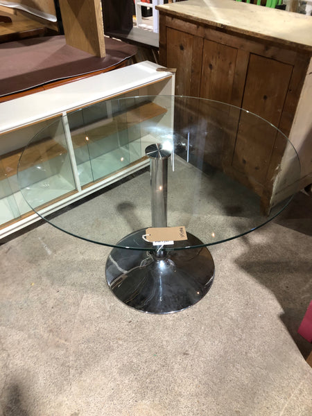Circular Glass & Steel Dining Table