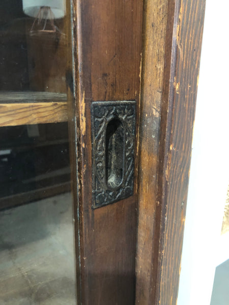 Antique Stained Oak Glass Bookcase