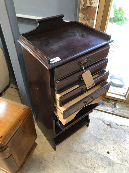 Antique Sheet Music Cabinet with Drop Drawer Storage