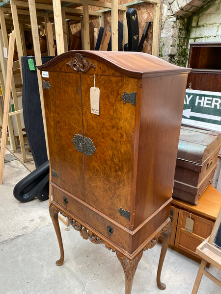 Vintage Queen Anne Style Walnut Drinks Cabinet