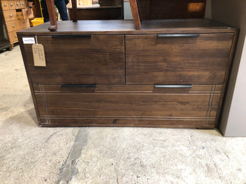 Low Dark Wood Chest of Drawers