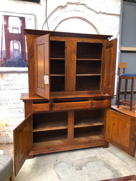 Solid Pine Two Part Step Back Cupboard