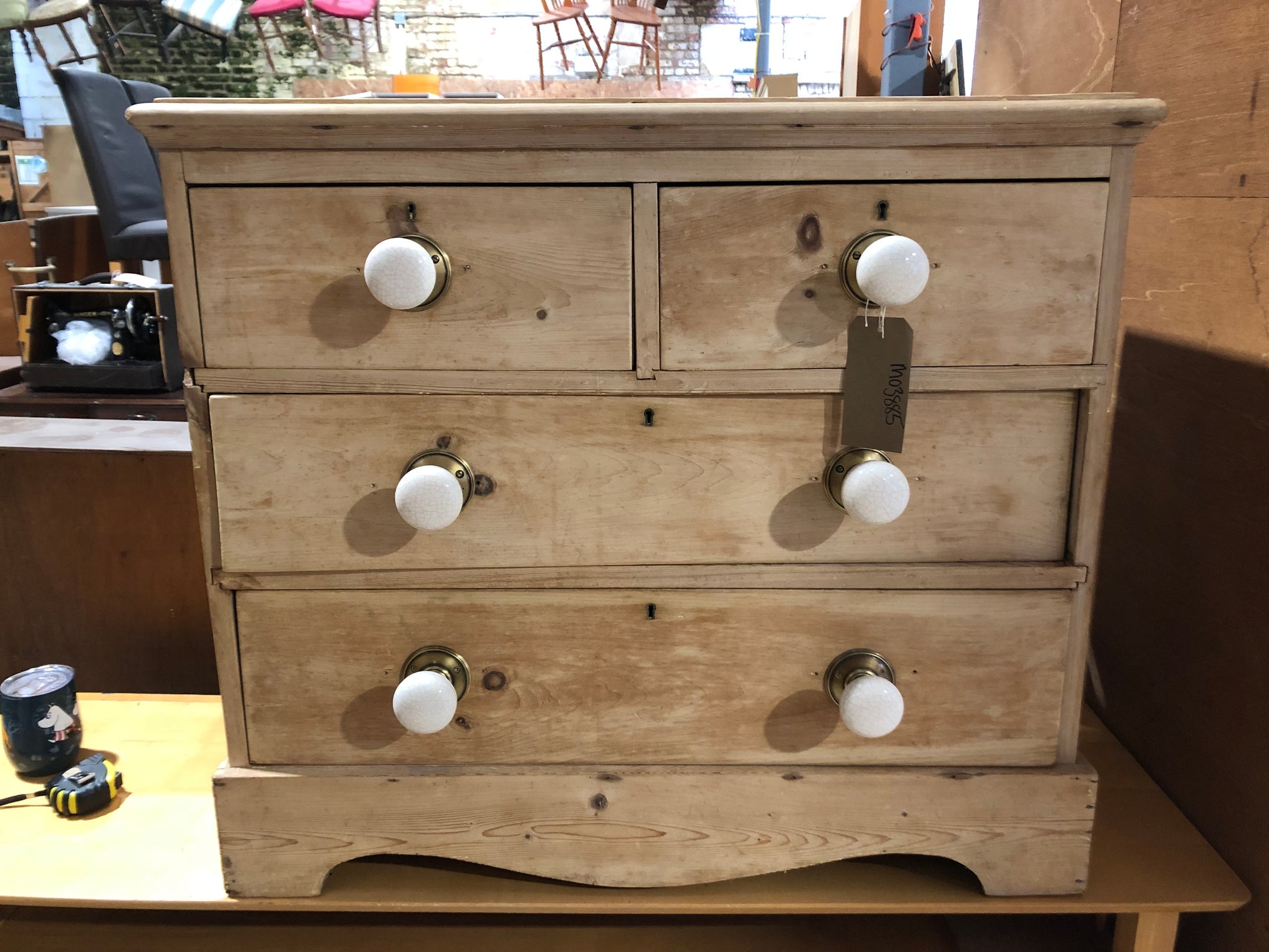 Pitch Pine Two over Two Chest of Drawers