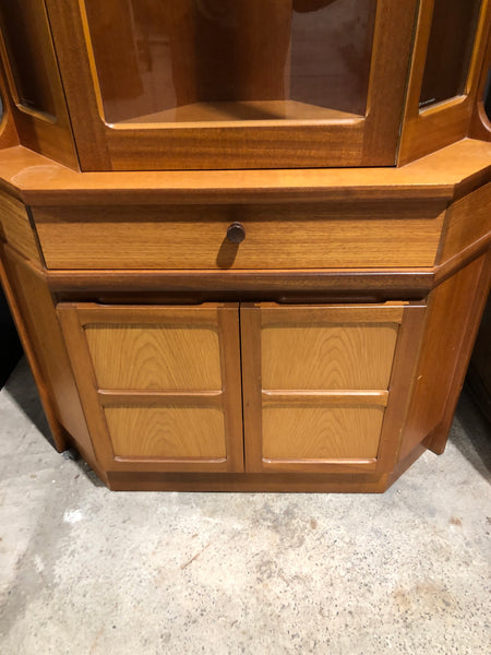 Mid Century Teak Corner Display Cabinet