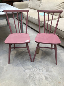 Pair of Pink Painted Dining Chairs