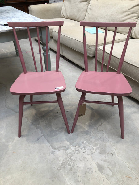 Pair of Pink Painted Dining Chairs