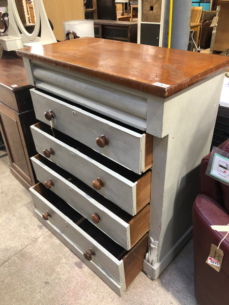 Flamed Mahogany Tallboy finished in Blue