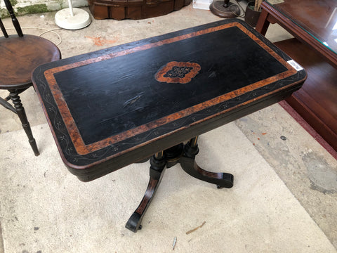 Victorian Ebonised Fold Top Card Table