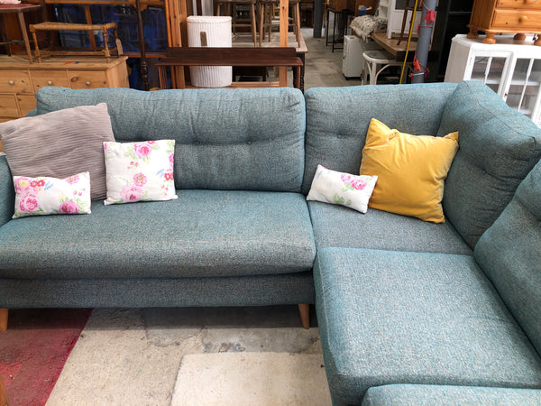 Contemporary Blue Fabric Corner Sofa