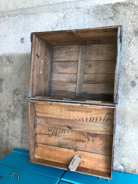 Blue Painted Wooden Chest