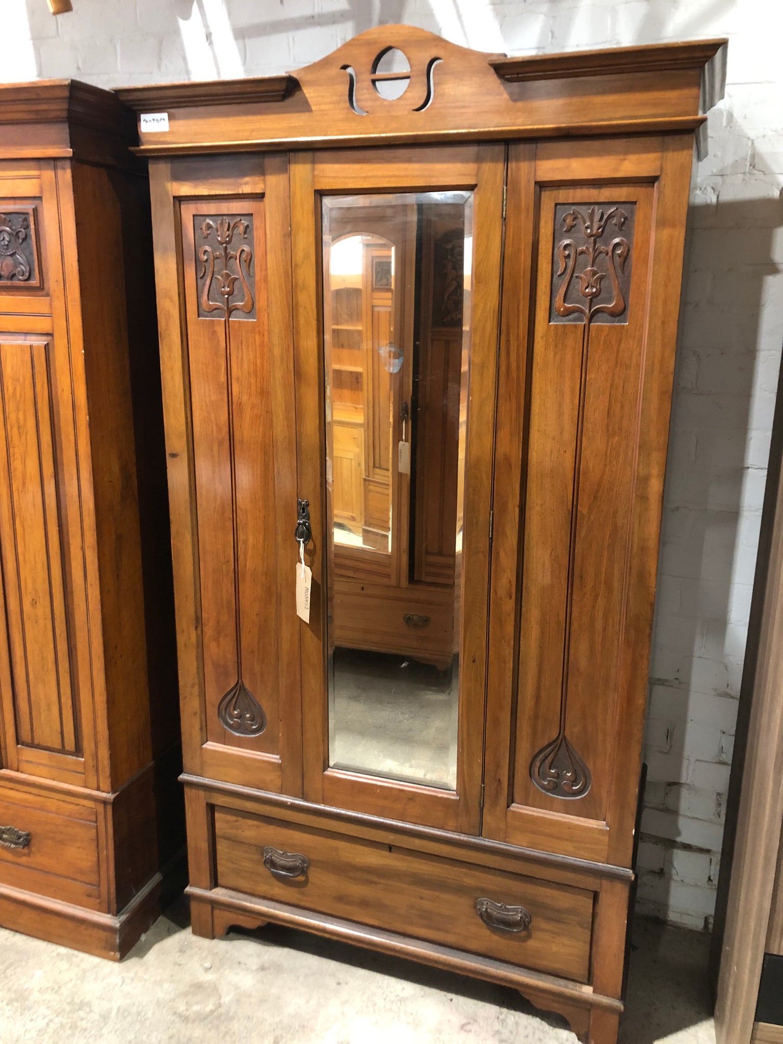 Vintage Single Door Wardrobe with Mirror