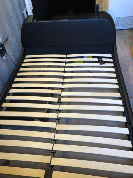 Faux Leather King Bed Frame With Built In TV