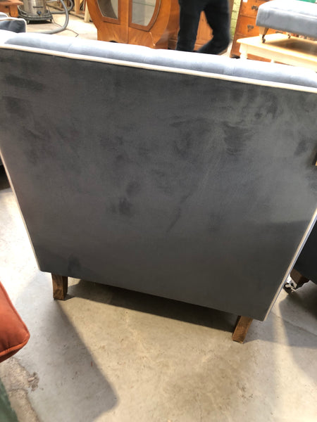 Blue Button back Faux Suede Armchair