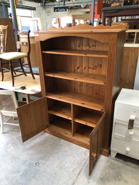 Solid Pine Bookcase with Cabinet Base