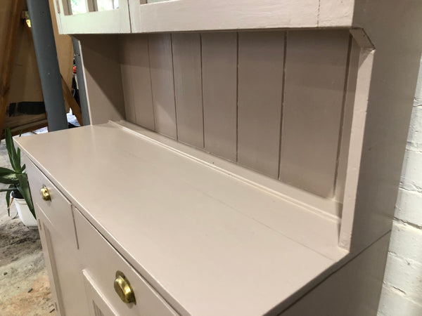 Pink Painted Rustic Pine Farmhouse Dresser