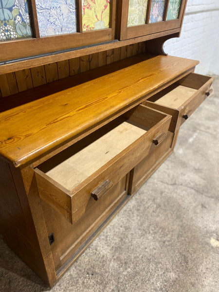 Large Pine Display Hutch Dresser