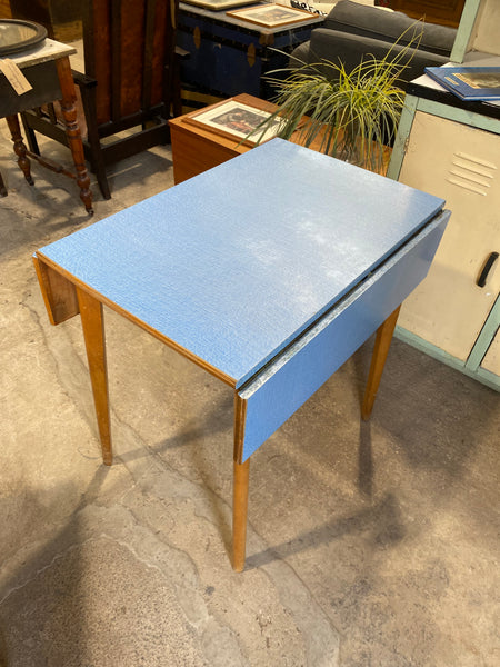 Blue Formica Drop Leaf Table