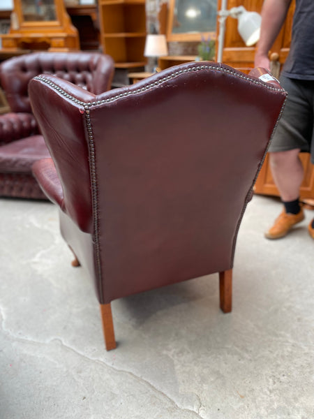 GHC - Oxblood Leather Button back Wingback Armchair