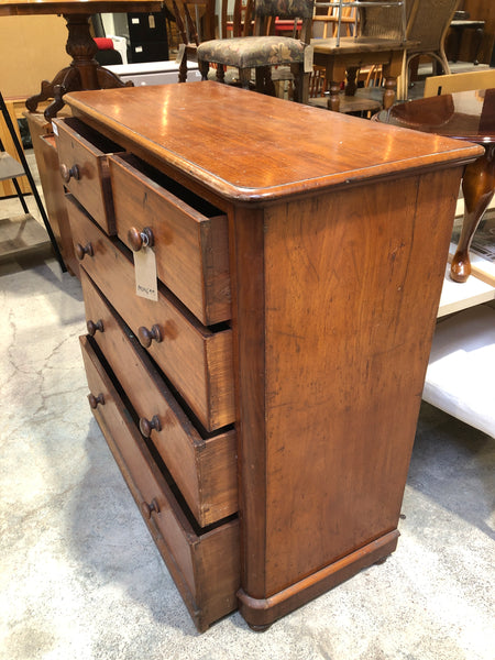 Flamed Mahogany 2 over 3 Chest of Drawers