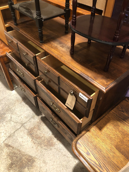 GHC - Dark Stained Pine & Veneer Chest of Drawers