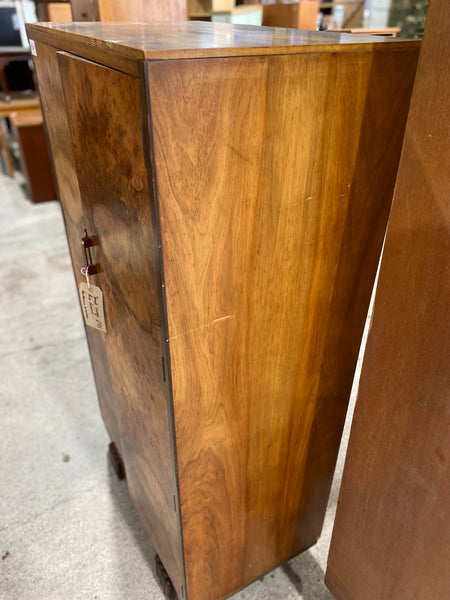 Small Vintage Art Deco Burr Fronted Gentleman’s Wardrobe