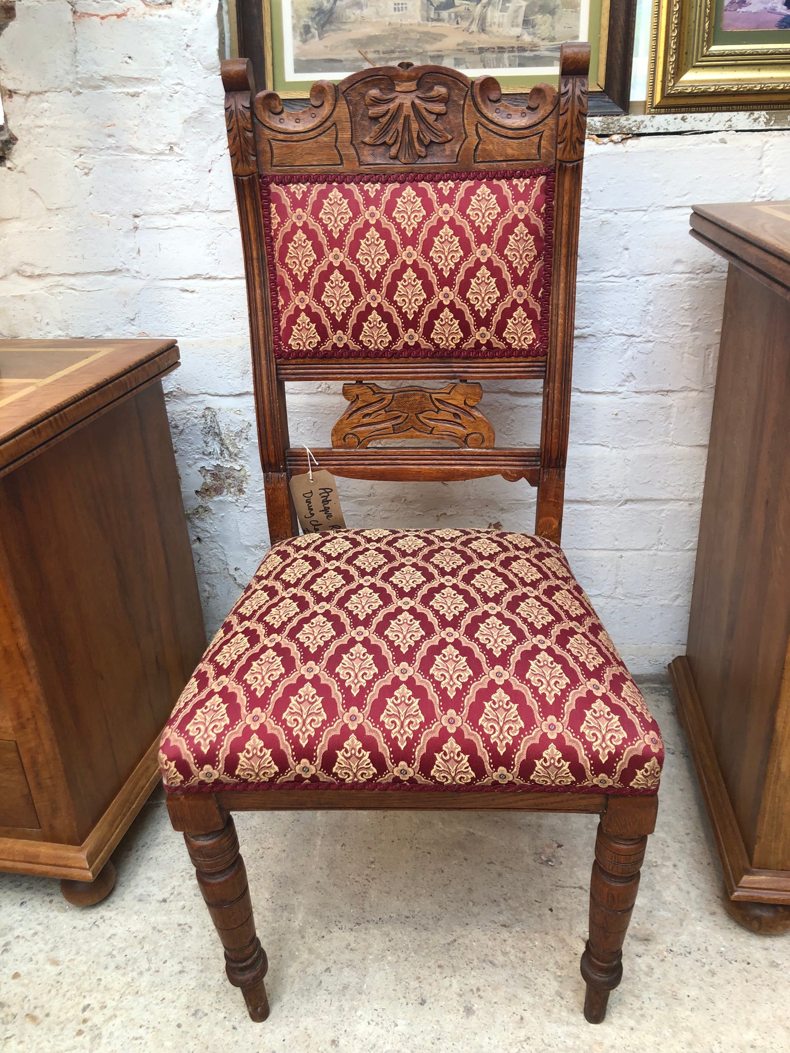 Antique Oak Red Dining Chair