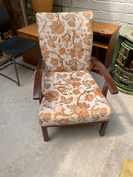 Mid-Century Floral Fireside Chair