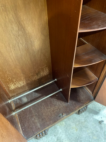 Small Vintage Art Deco Burr Fronted Gentleman’s Wardrobe